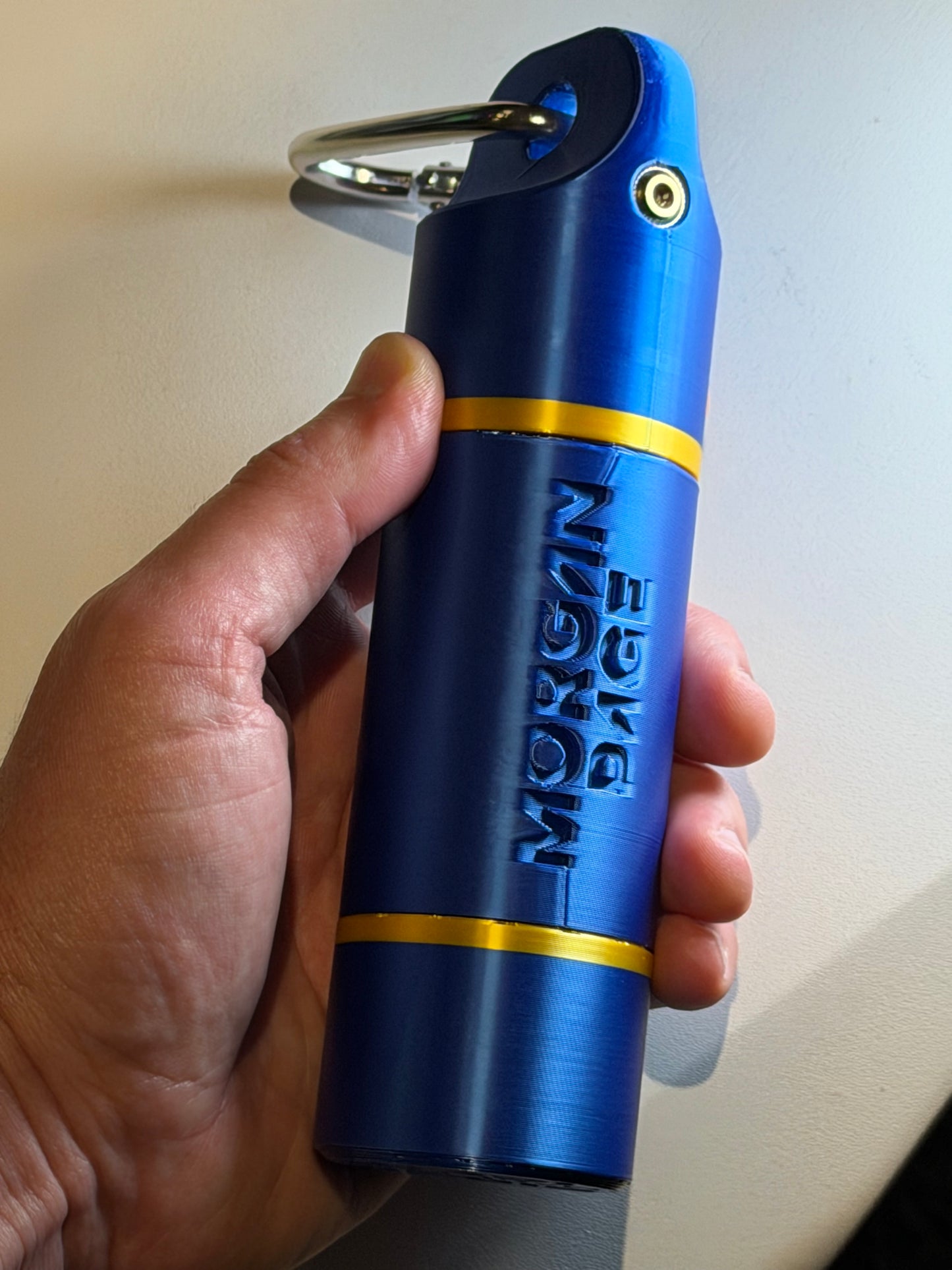 Blue USB case with carabiner